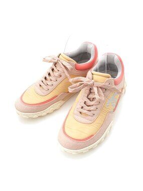 ❤️シャネル❤️24センチピンクホワイト☆‼️ CHANEL | Shoes | Chanel 24p White Pink Leather Cc Logo Flat Lace
